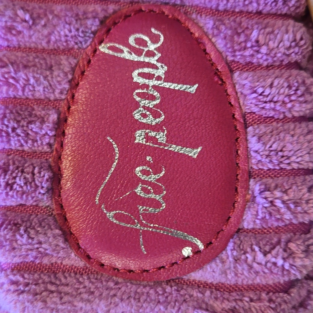 Free People "Two Days In Ibiza" Pink/Purple Orchid Terry Cloth Platform Slippers - Picture 4 of 11